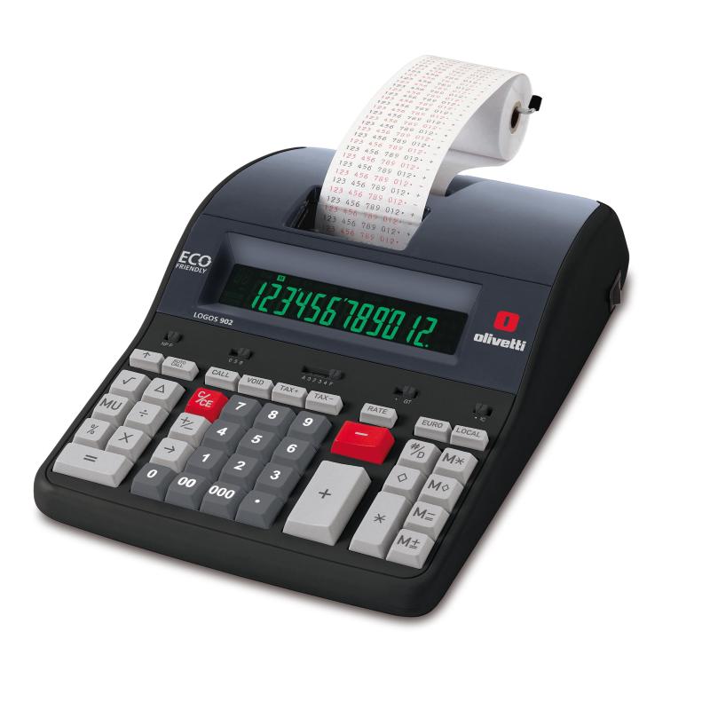 Olivetti logos 902 calcolatrice professionale scrivente da tavolo 12 cifre alimentazione ca colore grigio