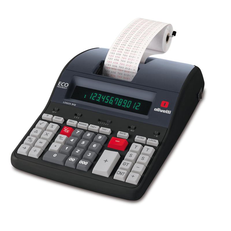 Olivetti logos 912 calcolatrice scrivente da tavolo 12 cifre alimentazione ca colore nero