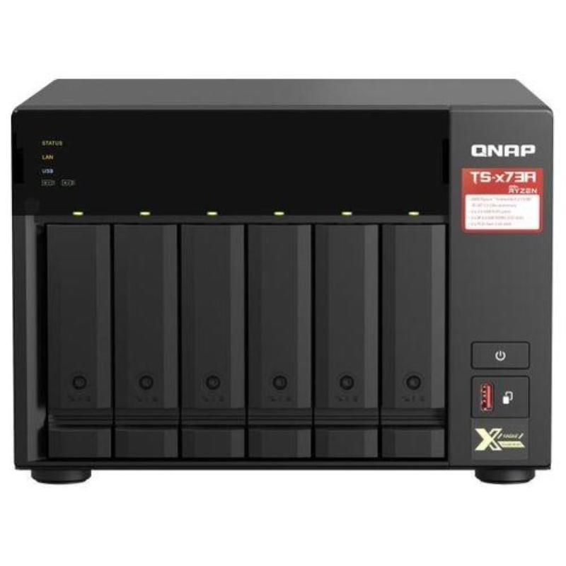 Qnap ts-673a-8g nas chassis tower amd ryzen v1500b 2.2ghz ram 8gb-6 bay hdd/ssd 2.5/3.5 + 2 slot ssd m.2 nvme-colore nero
