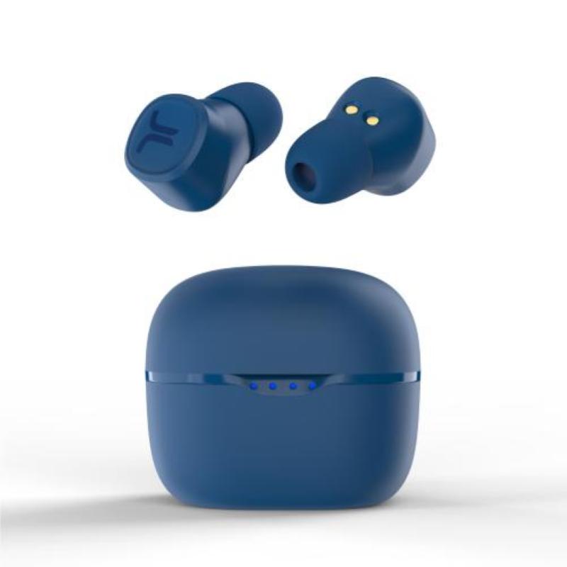 Wesc true auricolari wireless con custodia di ricarica controlli touch resistenti all`acqua ipx6 blu