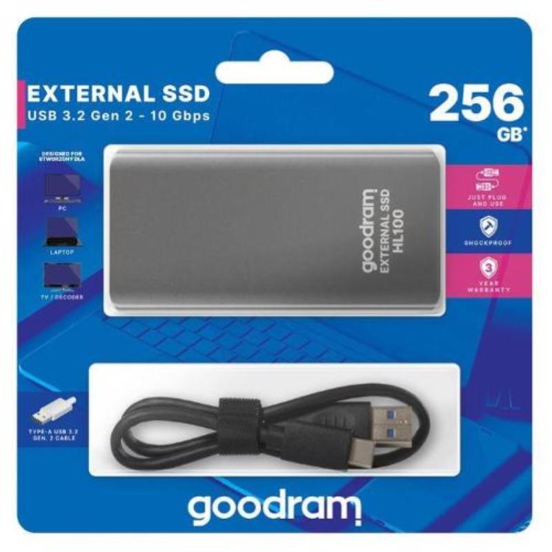 Goodram hl100 ssd esterno 256gb usb-c grigio