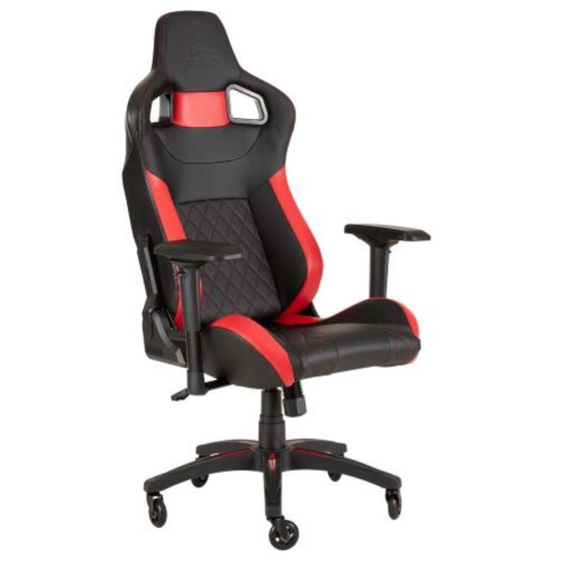 Corsair t1 race 2018 poltrona gaming telaio in acciaio schienale regolabile in pelle nero/rosso