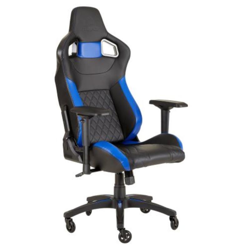 Corsair t1 race 2018 poltrona gaming telaio in acciaio schienale regolabile in pelle nero/blu