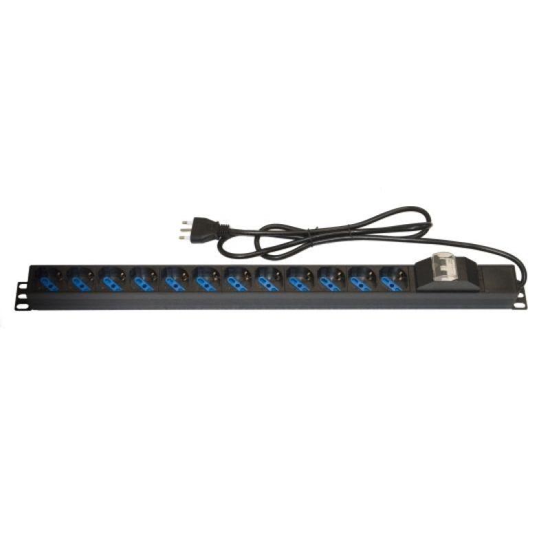 Link multipresa verticale a 12 porte per armadi rack con interruttore magnetotermico