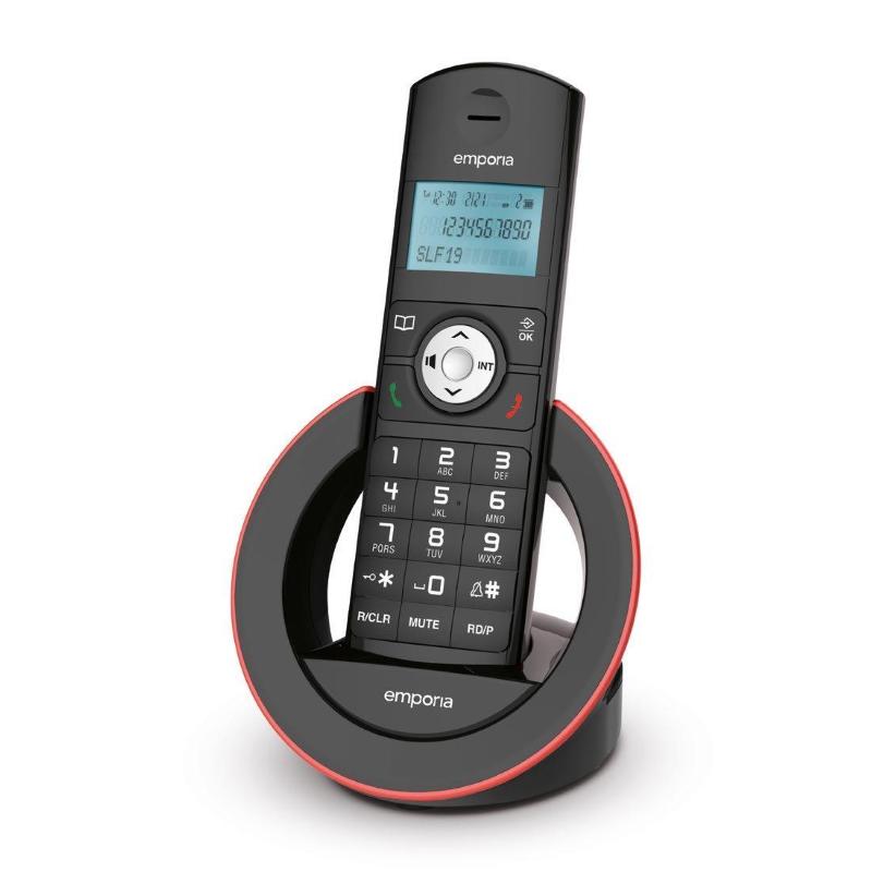Emporia slf19ab telefono cordless analogico segreteria telefonica vivavoce nero rosso