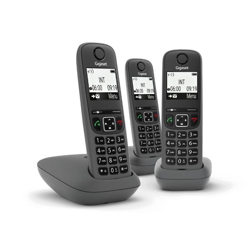 Gigaset as490 trio cordless dect + 2 aggiuntivi black