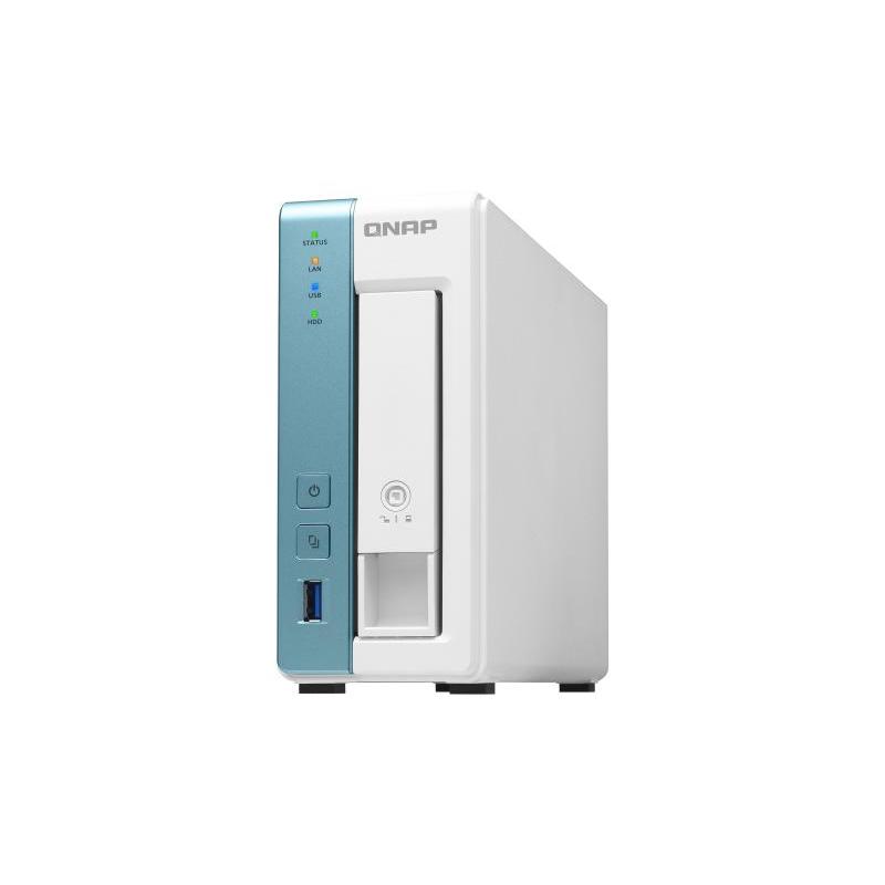 Qnap ts-131k nas chassis tower annapurna labs alpine al-214 1.7ghz ram 1gb-1 bay hdd/ssd 2.5/3.5-1xrj-45 turchese/bianco