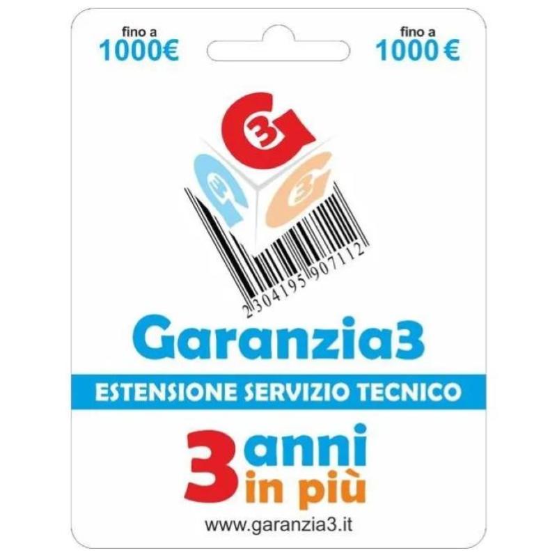 Garanzia3 estensione di servizio tecnico 3 anni in piu` con massimale di copertura a 1000 euro