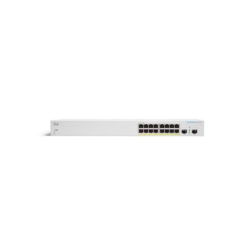 Cisco business 220 series cbs220-16t-2g-eu switch gestito l2 16 x 10/100/1000 + 2 x gigabit sfp (uplink) montabile su rack