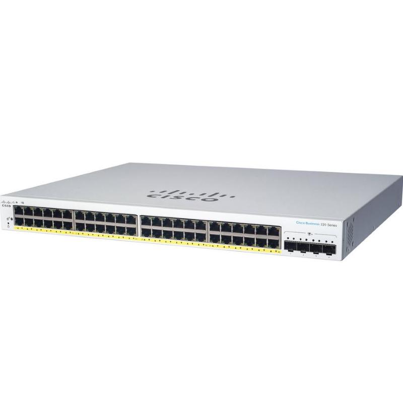 Cisco business 220 series cbs220-24p-4x-eu switch gestito 24 x 10/100/1000 (poe+) + 4 x 10 gigabit sfp+ (uplink) poe+ (195 w) montabile su rack