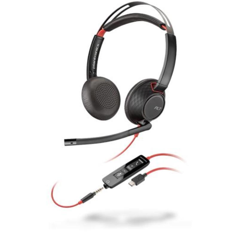 Plantronics blackwire 5220 cuffie con filo e microfono jack 3.5 mm + usb nero