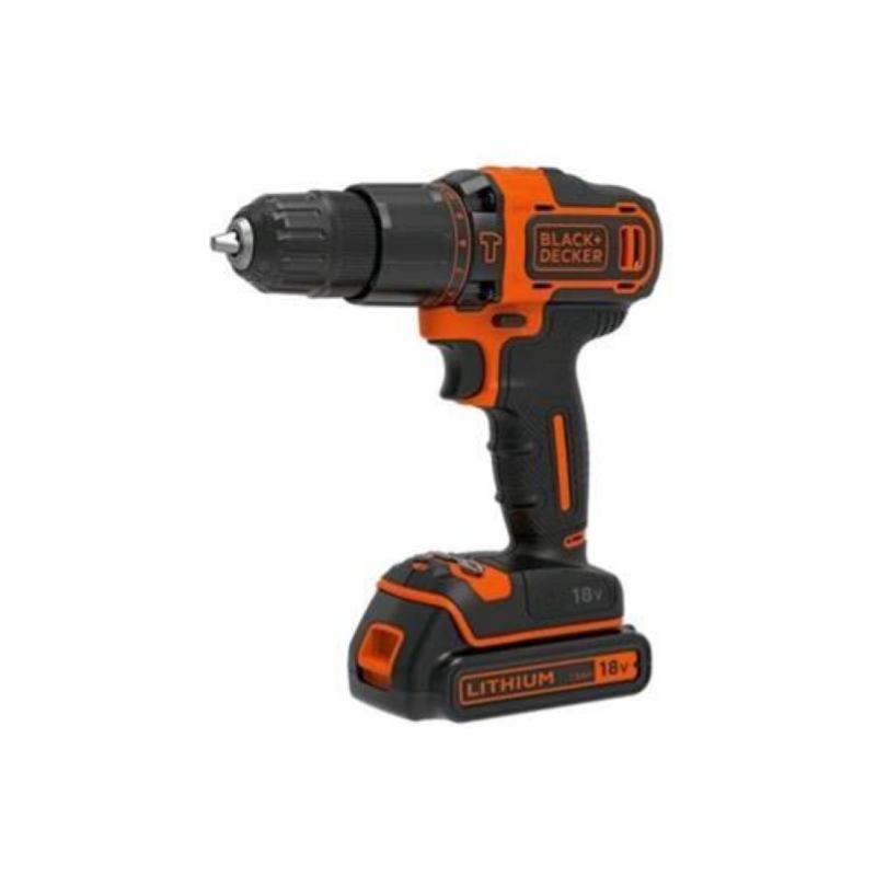 Black & decker bdchd18kb trapano avvitatore a percussione a batteria 18v 2 batterie + valigetta inclusi colore arancione/nero