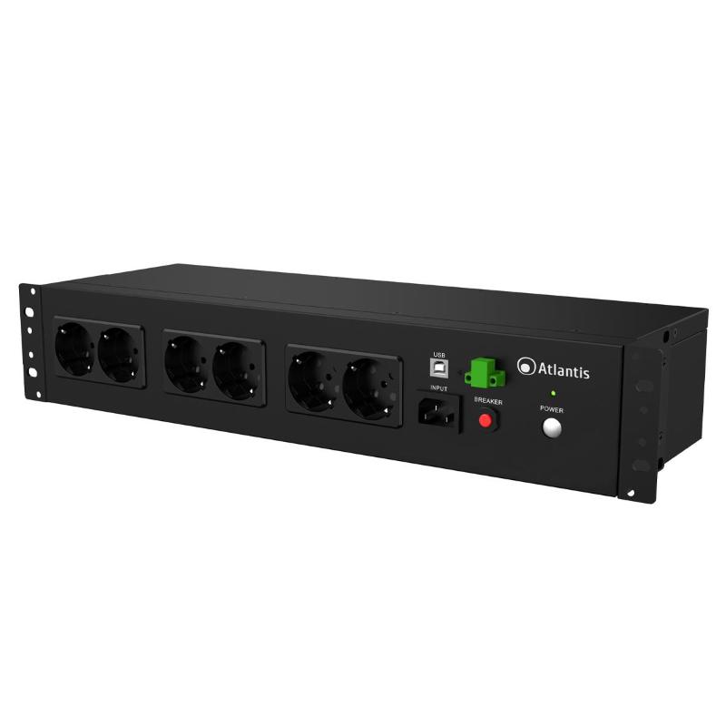 Atlantis a03-pdu1000-rc ups rack off line 800va (480w) per rack 19 corti 153mm batteria 12v 9ah 8p schuko in backup