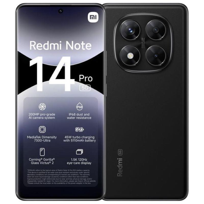 Xiaomi redmi note 14 pro 5g dual sim 6.67 octa core 256gb ram 8gb 5g italia midnight black