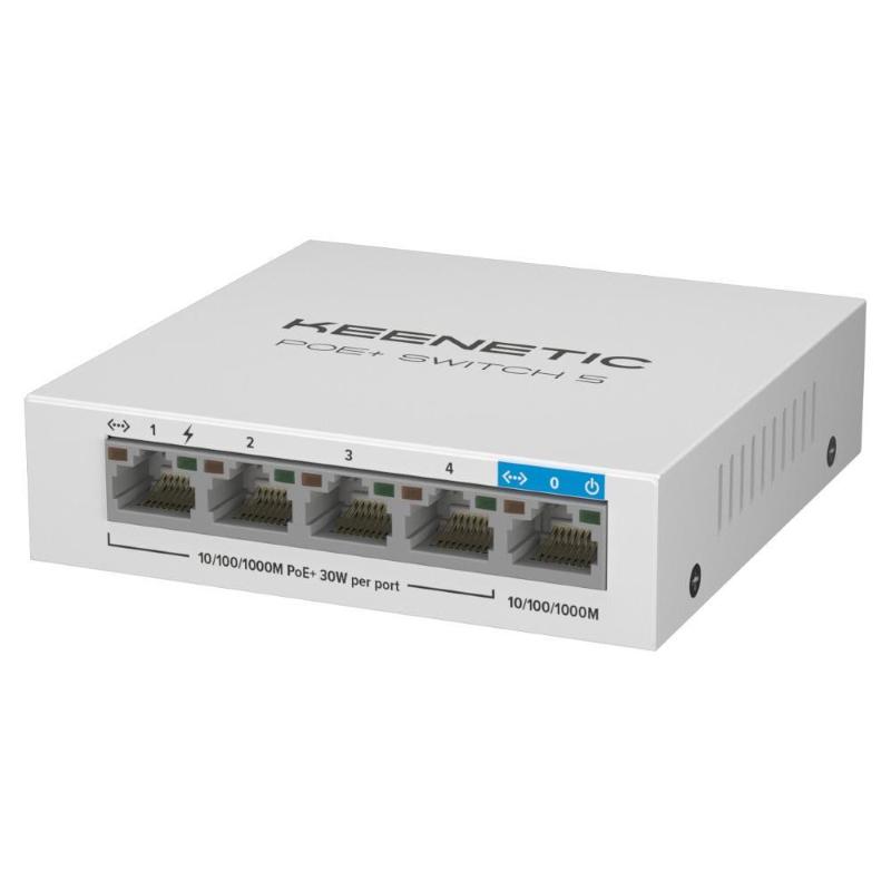 Keenetic poe+ switch 5 (kn-4610), switch 1 porta 1gbps + 4 porte 1 gbps poe+, 30 w 802.3af/at (poe+)