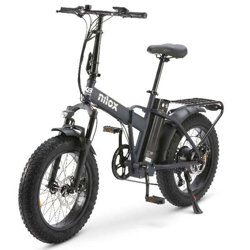 Nilox x8 ultra - fat bike - telaio pieghevole - ruote 20 x 4 - motore 250w - feni disco - batteria estraibile 48v 13ah - aut. 90km - cambio shimano 6 marce (nxebx8ultrabl)