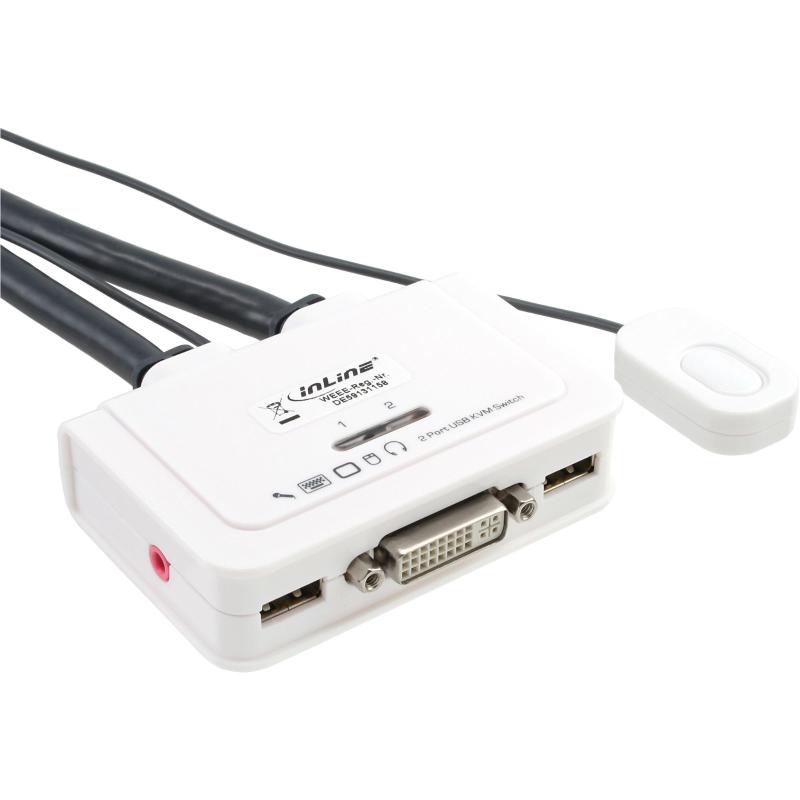 Inline kvm switch, 2 porte, usb dvi, audio, all-in-one