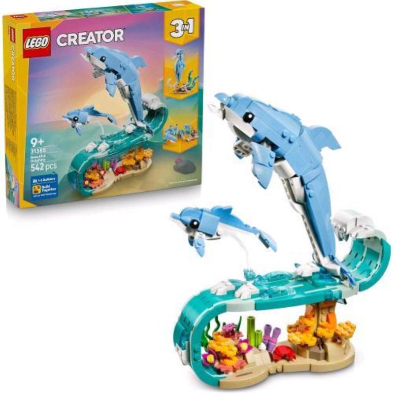 Lego creator animali marini meravigliosi delfini che si trasformano in cavalluccio marino o granchio