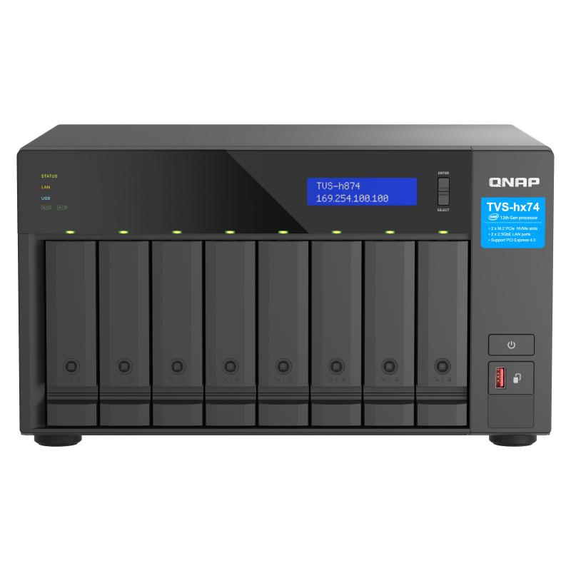 Nas tower qnap hero tvs-h874-i5-32g 8hd nohdd 2.5/3.5+ 2x m.2 pcie 2x2.5gbe 32gb ddr4 ram hdmi intel i5-12400 6core 250w