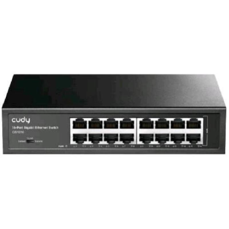 Cudy gs1016 switch 16 porte gigabit (10/100/1000) in metallo montabile su rack kit di montaggio incluso nero