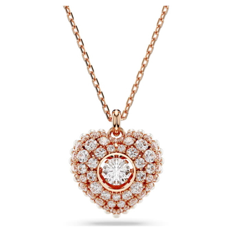 Swarovski 5680402 collana / set swarovski - pend hrt wh white/ros nuovo in scatola originale