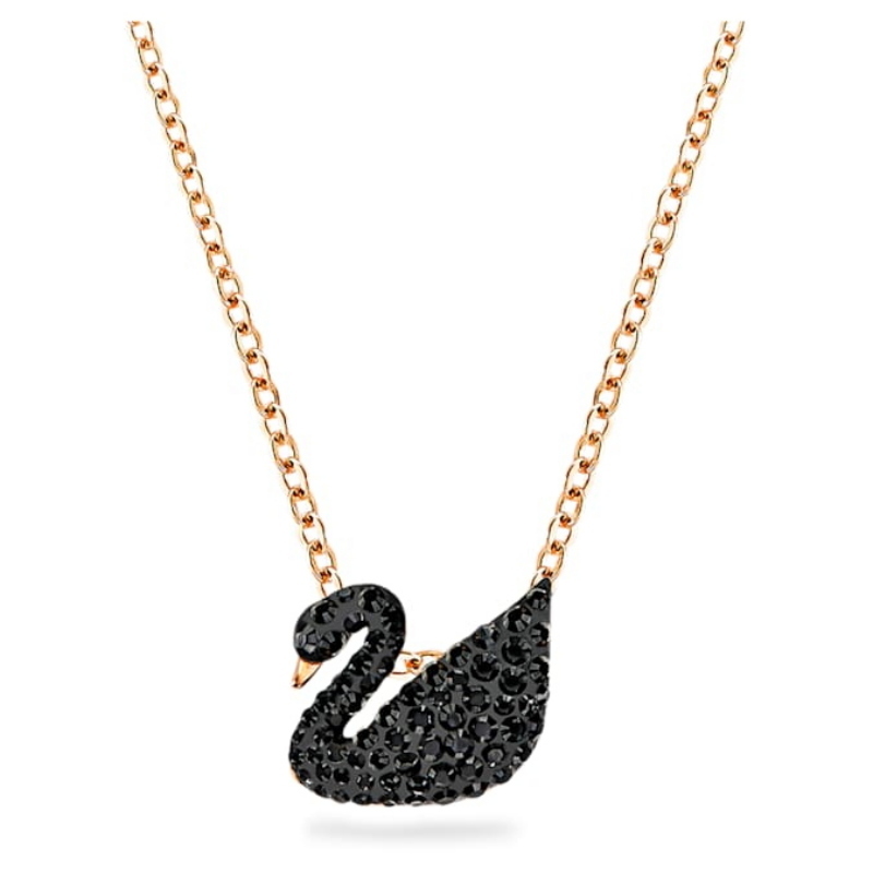 Swarovski 5204134 collana / set swarovski - pend jet/ros nuovo in scatola originale