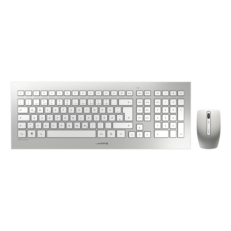 Cherry dw 8000 tastiera mouse incluso rf wireless qwertz tedesco argento, bianco