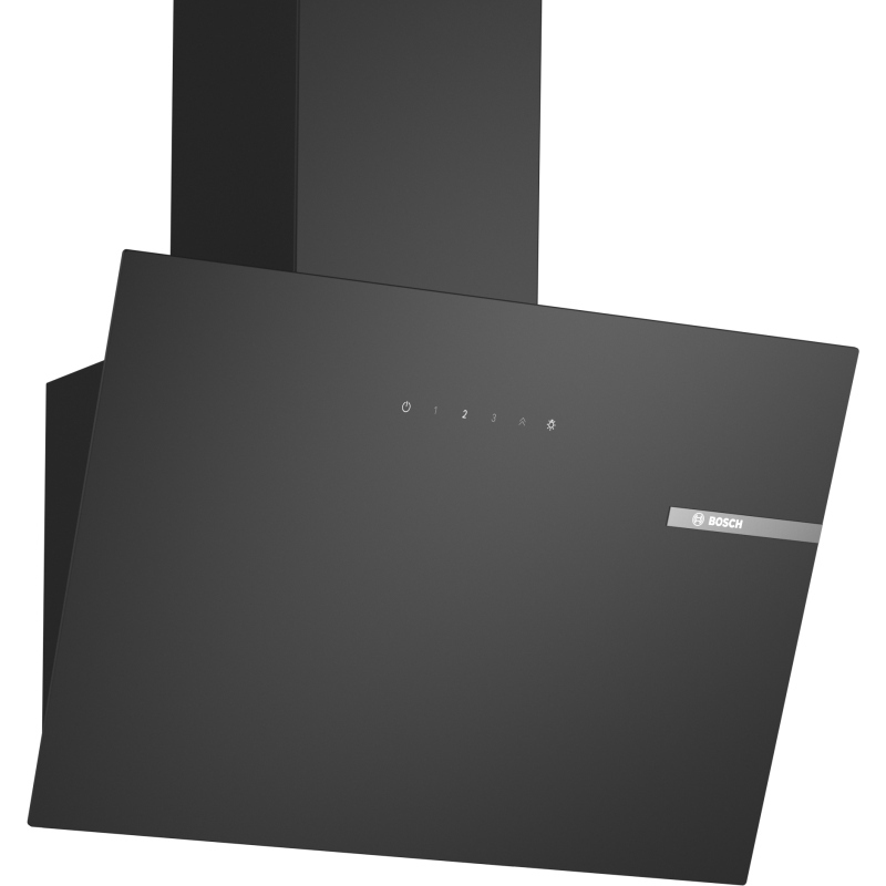 Bosch cappa design in vetro a muro 60cm 220w luce led nero dwk65dk60