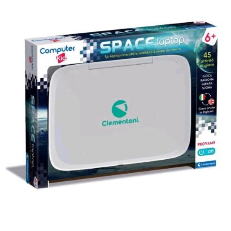 Clementoni computer kid space laptop educativo parlante 45 attivita` interattive gioco elettronico per imparare lettere numer e parole