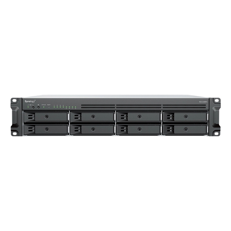 Nas synology rs1226rp+ x 8hd 3.5/2.5sata-no hd-rack 4u-quadcore 2.2ghz-ddr4 4gb ecc-2p rj45 2.5gbe-2p usb+1pesata-supp.40 tel.