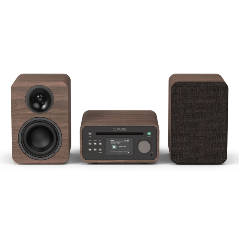 Pure classic stereo mini stereoanlage dab+/fm, bluetooth, cd, usb braun/walnuss