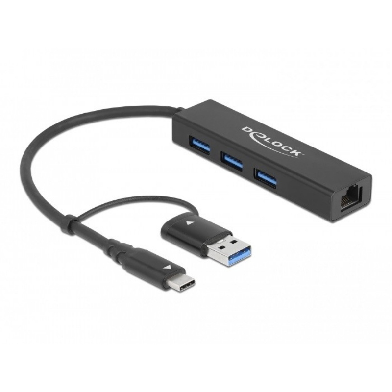 Delock 64149 replicatore di porte e docking station per laptop usb 3.2 gen 1 (3.1 gen 1) type-a + type-c nero