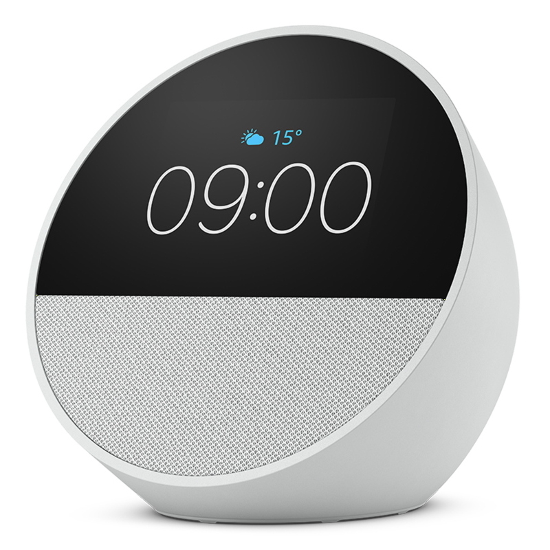 Amazon echo spot (2024) smart clock mit sattem klang und alexa weiÃ