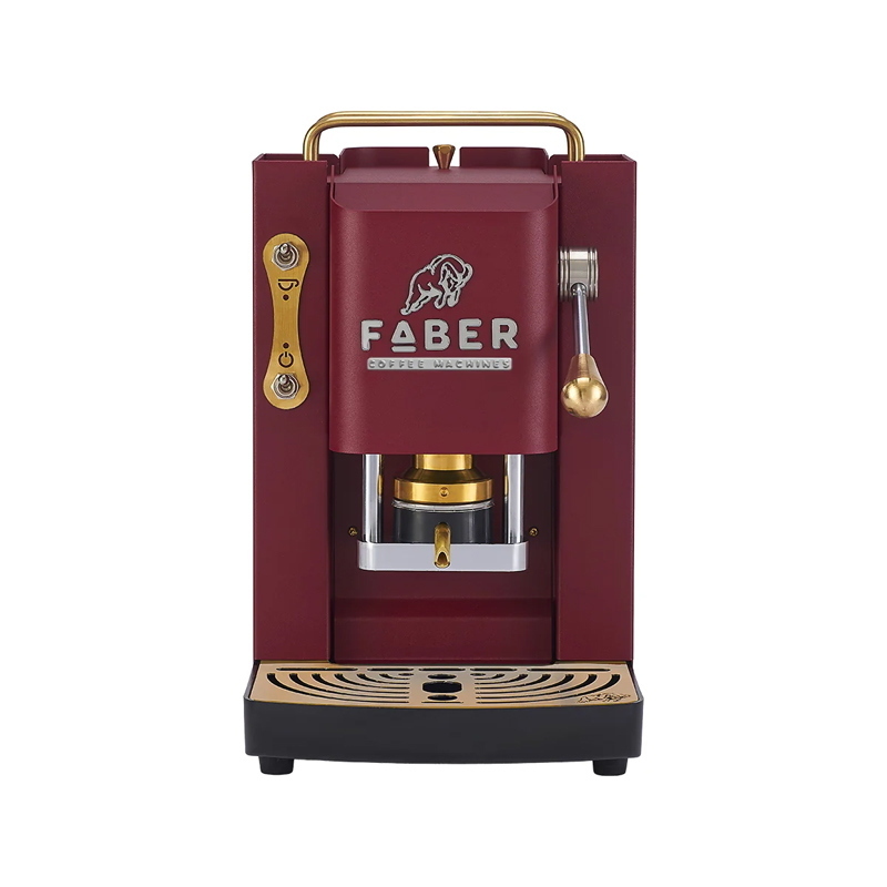 Faber pro deluxe 3.0 cherry red brass - macchina caffÃ? a cialde - elettrovalvola - portacialda estraibile