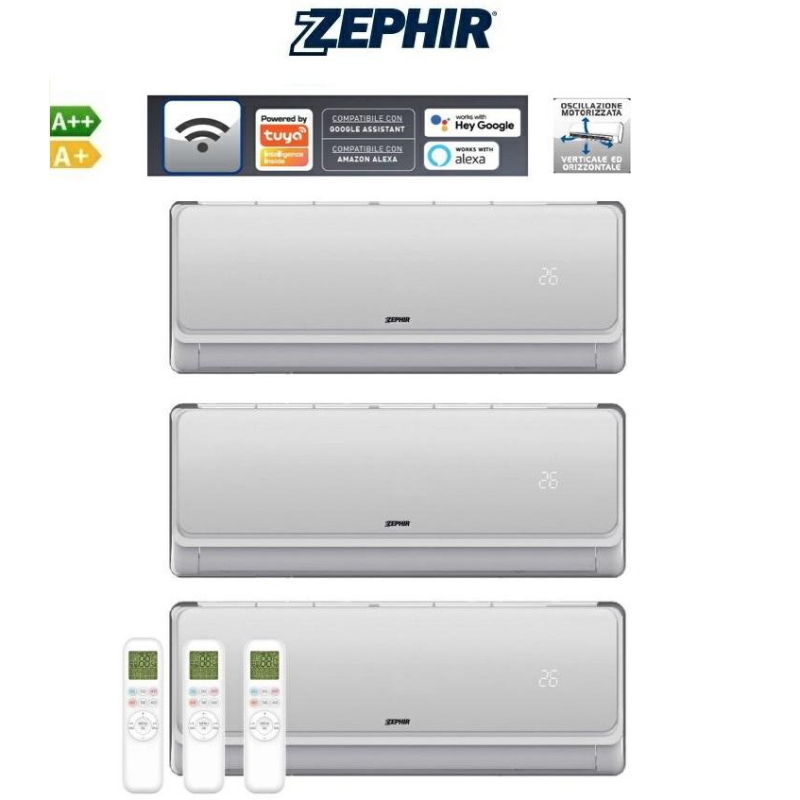 Zephir condizionatore trial split 9+9+12000 btu a++/a+ wifi ztrl9/9/12